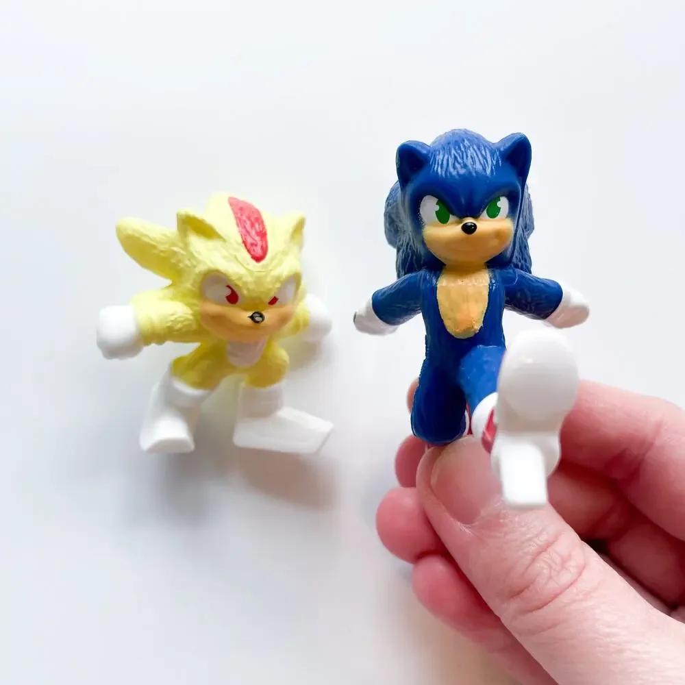 Set of Two Small Sonic Figures or Cake Toppers